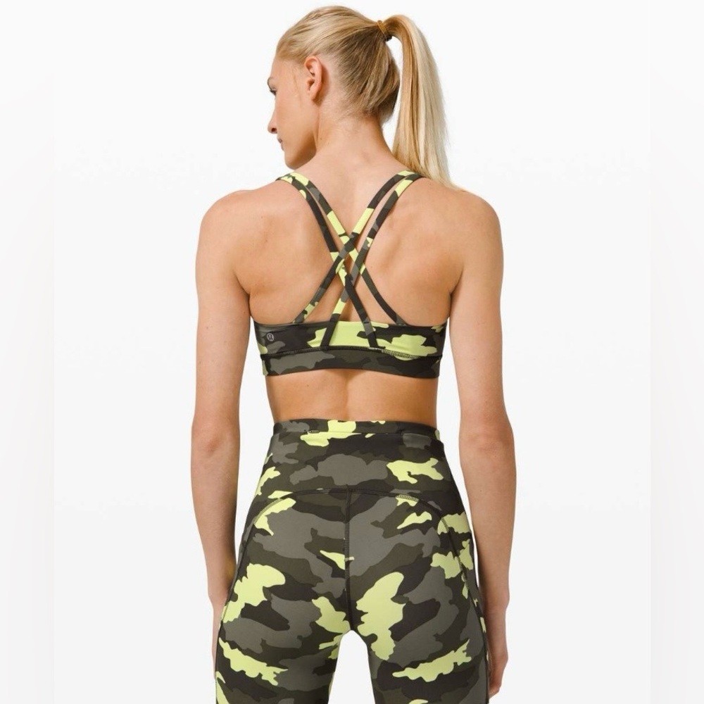 Lululemon Energy Longline Bra *Medium Support, B-D Cups Camo Crispin Green
